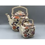Two Masons ironstone hand painted “Mandalay patterned” teapots, sizes large & small