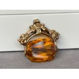 A Vintage 9ct Yellow Gold & Citrine ‘swivel’ Fob Pendant/Charm - weighing 7.74 grams
