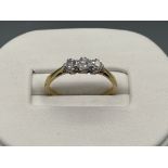 Ladies 9ct gold 3 stone diamond ring, approx 0.18ct size M and 2.66g