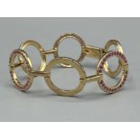 Ladies 9ct gold Pink sapphire ornate bracelet 17cms and 22.95g