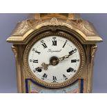 Stunning Vintage Brevettato “Italian” mantle clock set with porcelain panel, unfortunate damage to