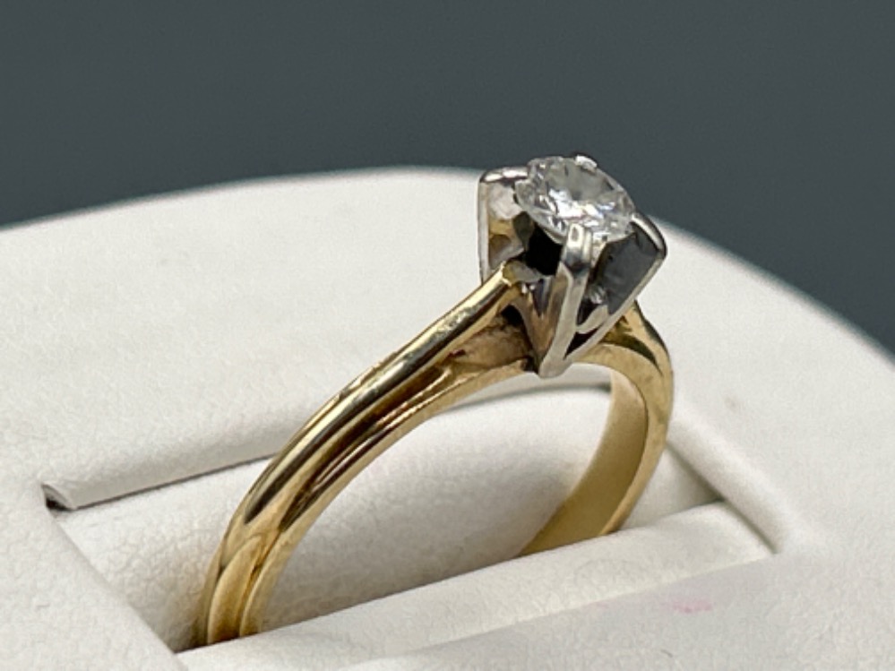 Ladies 14k gold diamond set ring, approx 0.25ct diamond. Size L1/2 and 1.83g - Image 2 of 3