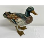 Brass accented hand painted Mallard Duck figurine statue, Italy 1980’s Malevolti Italy - 31x12.5,