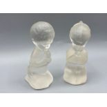 Fenton Clear matte praying boy and girl figurines