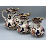 Masons “Blue Mandalay pattern” graduated set of three jugs