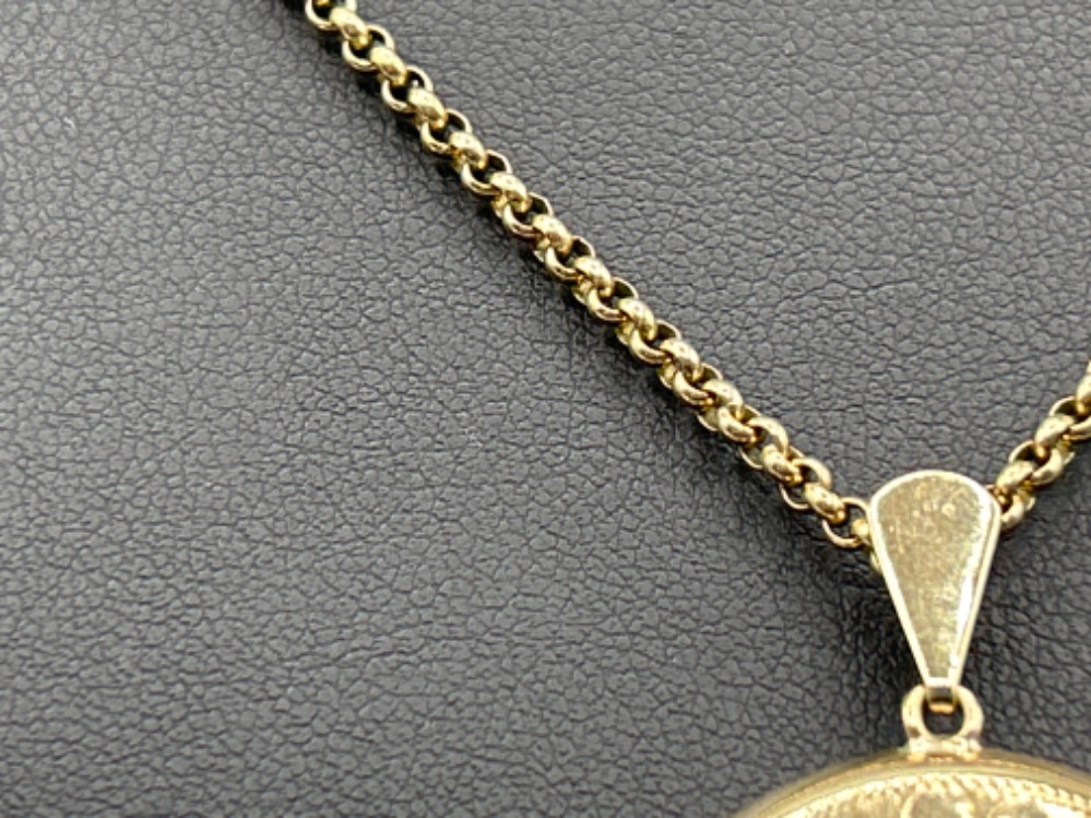 Ladies 9ct gold round belcher chain and round locket pendant. 56cms and 10.78g - Image 3 of 3