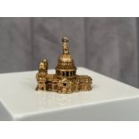 A 9ct Yellow Gold Solid Charm of St Paul’s Cathedral- with engravings - weighing 8.84 grams