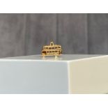 9ct Yellow Gold Double Decker Bus Charm - Weighing 1.6 grams - Measuring 1.4cm long
