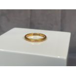 22ct Yellow Gold Fully Hallmarked Band - Weighing 2.68 grams - Size J