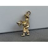 9ct Yellow Gold oriental man with genie lamp charm - Weighing 1.22 grama