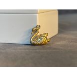 9ct Yellow Gold Swan Charm - Weighing 0.75