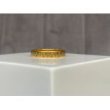 22ct Yellow Gold Fully Hallmarked Band with fancy - weighing 3.11 grams - Size O