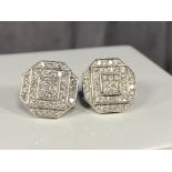 A pair of White Gold Diamond Octaganal Shaped Earrings comprising of approximatley 1.4cts of