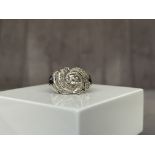 18ct White Gold Fancy Design Diamond Ring - Weighing 4.72 grams - Size R 1/2