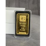 Baird & Co 1 ounce 999.9 fine gold bar in capsule