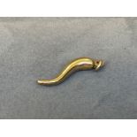 9ct Yellow Gold Italian Horn Charm - Weighing 0.70 grams