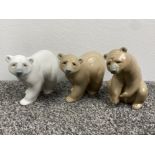 Collection of Lladro figures to include 1972 ‘Bear Seated’ 1207 ‘Attentive Polar Bear’ & 1204 ‘