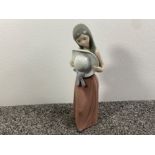 Lladro figure 5007 ‘Bashful girl with straw hat’ in good condition