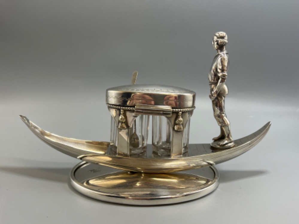 Beautiful silver plated salt and pepper gondola table piece - Bild 3 aus 3