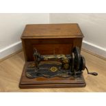 Antique Singer Sewing machine in original wooden box