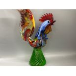 Large Murano coloured glass rooster - height 35cm