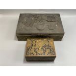 2x Asian design metal boxes with beautiful designs