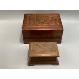 2 nicley carved wooden boxed both with flower designs