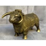A brass vesta case in the form of a Bison