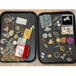 Two trays of mixed vintage costume jewellery