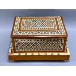 Antique Handmade Wood Cigarette Box Carved Inlaid Mother Of Pearl 40 Cigarettes