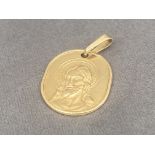 18ct gold religious icon pendant weighing 3.92 grams
