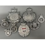 Total of eight police cap & helmet badges, areas include West Midlands, Guernsey, Lincolnshire &