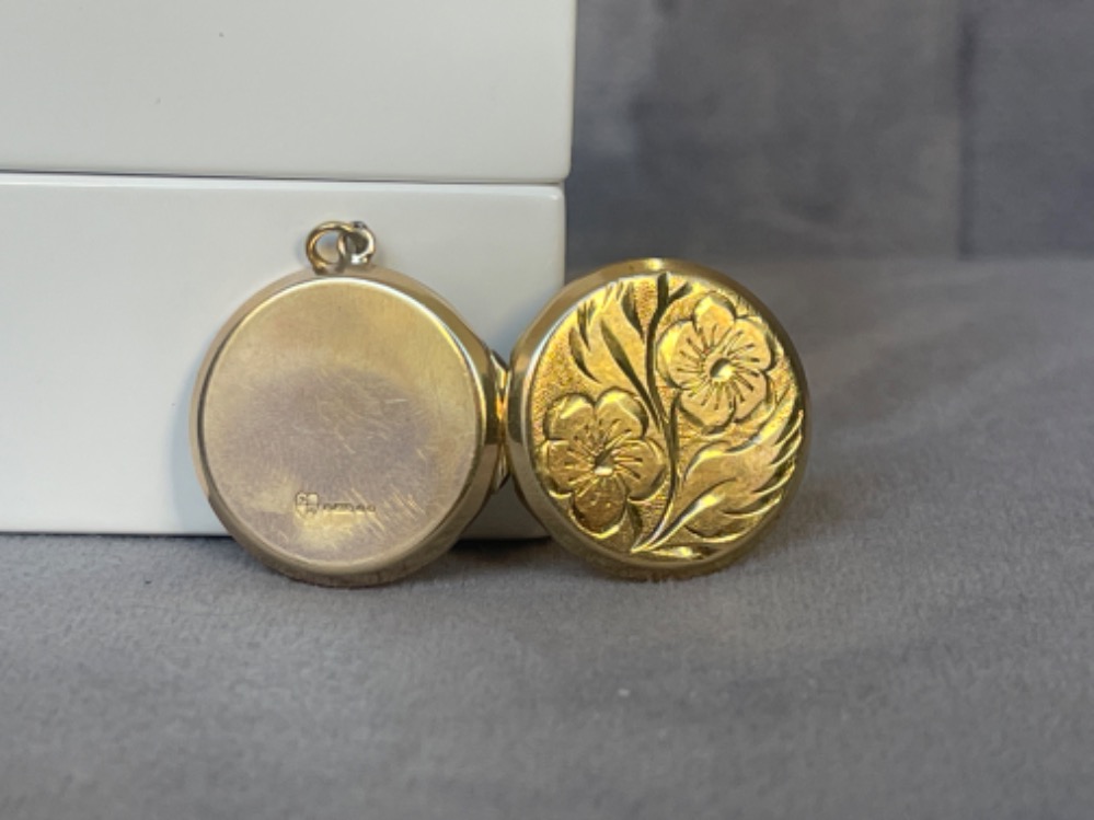 9ct yellow gold round locked with floral design weighing 4 grams - Bild 3 aus 3