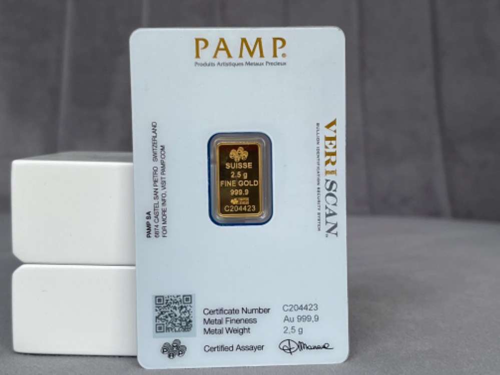 PAMP suisse 2.5g fine gold 999.9 gold bar in certification card - Image 3 of 4