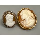 Vintage cameo dress ring & cameo brooch