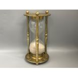 Vintage brass & glass hourglass timer “Zodiac Roman Numerals Celestial” height 23cm