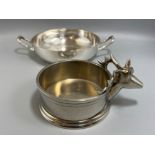 Mappin & Webb silver plated princes plate along with wine bottle coaster with stags head