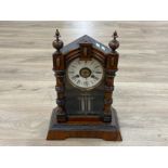 Wooden mantle clock with key and pendulum
