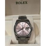 Rolex 36mm Datejust 116200 Pink Baton Dial Wristwatch Accompanies with Box and Papers