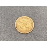 1861 USA $2 1/2 Dollor Gold Coin weighing 4.15 grams