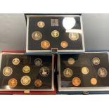 UK Royal Mint proof coin collection including 1985, 1986 & 1988 in original cases