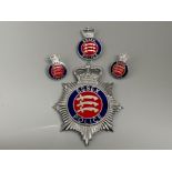 Total of 4 vintage Police cap & helmet badges, all Essex