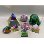 Large lot of 8x paperweights to include snail shape, Amethyst syle and colour changing crystal