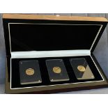 Uk 3 X 1/2 22ct gold king sovereigns in case and cover including years 1911, 1912 and 1913