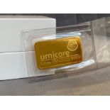 Umicore 1 Ounce Fine Gold 999.9 Bar