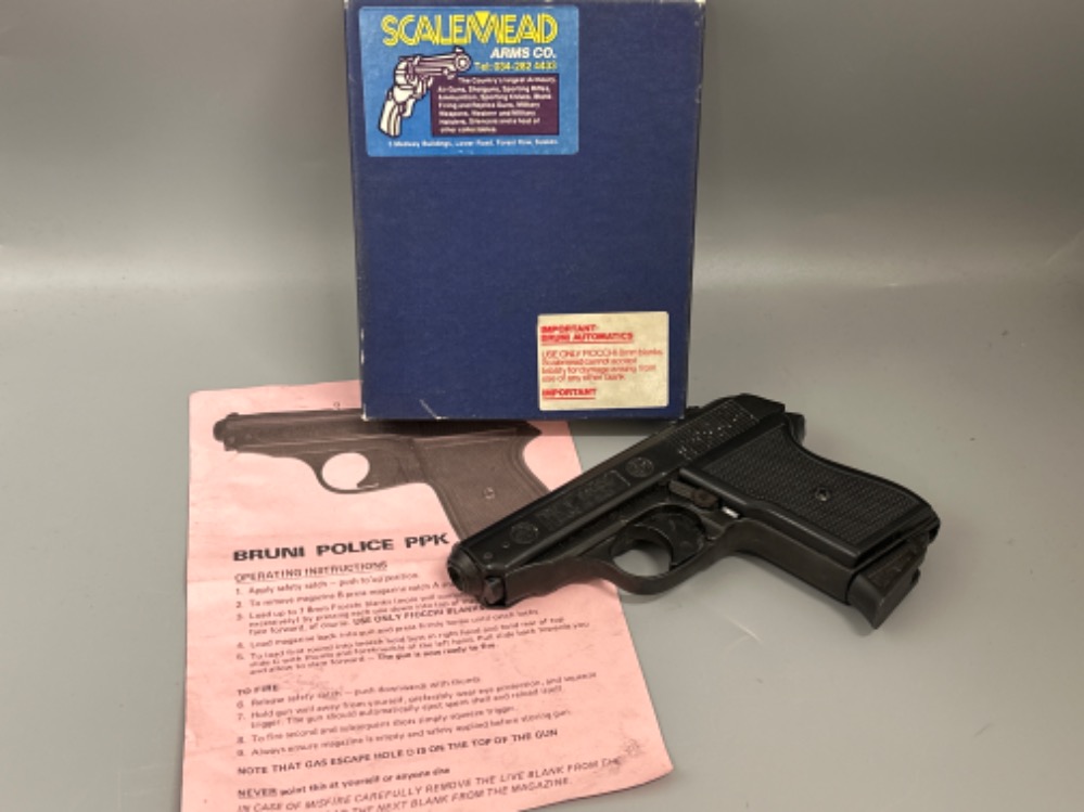 Scalemead arms Co “Bruni Police PPK” blanks firing pistol, with original box