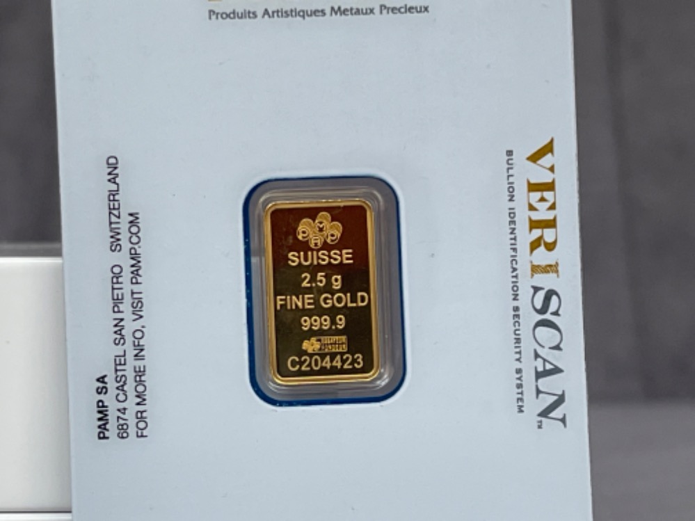 PAMP suisse 2.5g fine gold 999.9 gold bar in certification card - Image 4 of 4