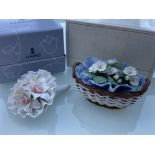 2x Lladro flowers to include #1552 ‘brown flower basket’ and #6624 ‘Bouquet of Love’ both in good
