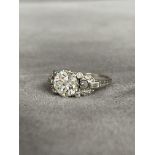 A 1920s Art Deco Platinum Diamond Ring Set with a 1.85ct Old Cut centre Stone of a high quality D/