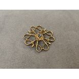 9ct Gold and Sapphire Brooch with Fancy Design - Weighing 2.32 grams